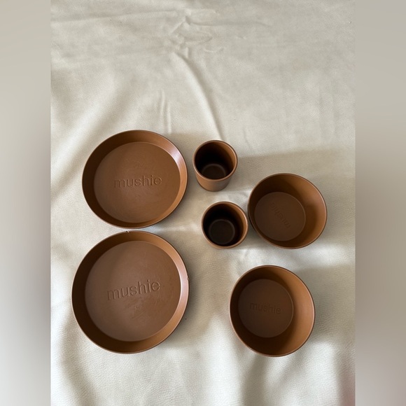 Mushie set of plates, cup, and bowls. - Picture 7 of 10
